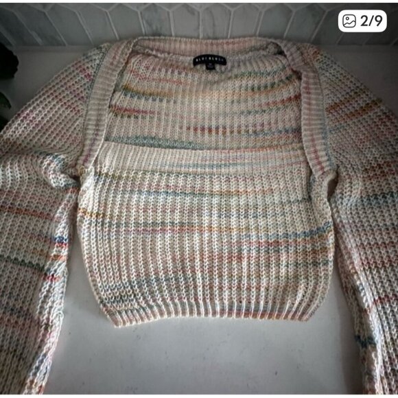Blue Blush Womens Multicolor Knit Cropped Sweater M - Picture 3 of 9